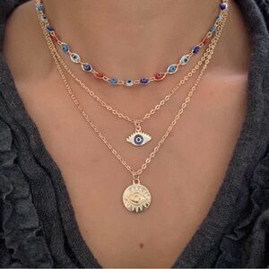 Evil eye gold necklace